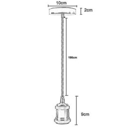 Vintage Industrial Chrome 2M E27 Holder Pendant Light Ceiling Rose Led Hanging Lamp - With Bulb - thumbnail 3