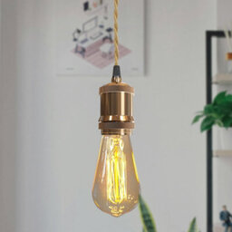 Vintage Industrial Chrome 2M E27 Holder Pendant Light Ceiling Rose Led Hanging Lamp - With Bulb - thumbnail 6
