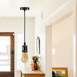Vintage Industrial Chrome 2M E27 Holder Pendant Light Ceiling Rose Led Hanging Lamp - With Bulb - thumbnail 8