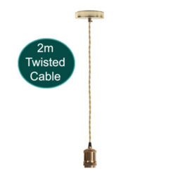 Vintage Industrial Chrome 2M E27 Holder Pendant Light Ceiling Rose Led Hanging Lamp - With Bulb - thumbnail 9