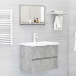 Berkfield Durable Bathroom Mirror Concrete Grey 60X10.5X37 Cm Engineered Wood - thumbnail 6