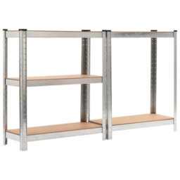 Berkfield Storage Shelves 3 Pcs Silver 75X30X172 Cm Steel And Mdf - thumbnail 5