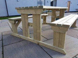 Arbor Garden Solutions Abies Wooden Picnic Bench And Table Set, Outdoor Dining Set (3Ft, Natural Finish) - thumbnail 6