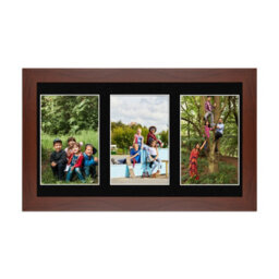 AK Frames 40X20Cm Rose Wood Modern Multi Photo Frame With Black Mount - Holds 3 Apertures (3X) 6X4 Photos - thumbnail 1