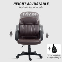 Homcom Pu Leather Office Chair Swivel Home Computer Desk Chair, Dark Brown - thumbnail 4