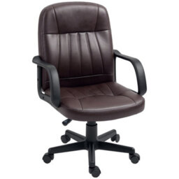 Homcom Pu Leather Office Chair Swivel Home Computer Desk Chair, Dark Brown - thumbnail 2