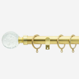 Brushed Gold 28mm Glass Bubbles Fixed Length Metal Curtain Pole  400Cm