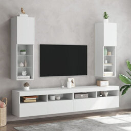 Berkfield Durable Tv Cabinet With Led Lights White 30.5X30X102 Cm - thumbnail 3