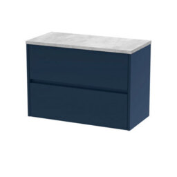 Balterley Chartley Contemporary 2 Drawer Wall Hung Vanity Unit With Laminate Worktop, Midnight Blue, 800mm - thumbnail 1