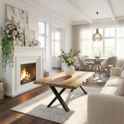 L100Xw60Xh45 Rita Straight Edge Solid Wood Coffee Table With Metal X Legs - thumbnail 9