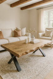 L100Xw60Xh45 Rita Straight Edge Solid Wood Coffee Table With Metal X Legs - thumbnail 2