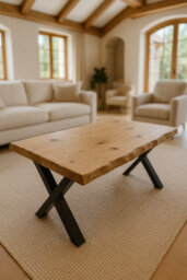 L100Xw60Xh45 Rita Straight Edge Solid Wood Coffee Table With Metal X Legs - thumbnail 5