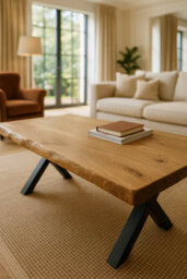 L100Xw60Xh45 Rita Straight Edge Solid Wood Coffee Table With Metal X Legs - thumbnail 4