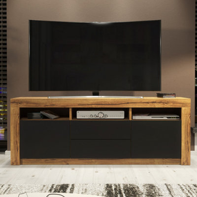 Creative Furniture Shine Tv Unit 160Cm - Dark Oak & Black Matt Doors - image 1