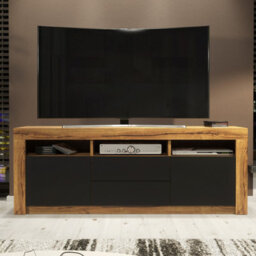 Creative Furniture Shine Tv Unit 160Cm - Dark Oak & Black Matt Doors