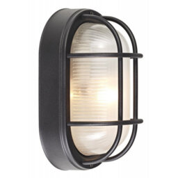 Happy Homewares Matt Black Cast Aluminium Outdoor Oval Bulkhead Wall Light - thumbnail 2