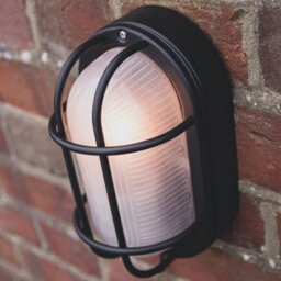 Happy Homewares Matt Black Cast Aluminium Outdoor Oval Bulkhead Wall Light - thumbnail 3