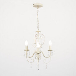 Valuelights Lille Distressed Cream Ornate Vintage Shabby Chic 3 Way Ceiling Light Chandelier With Acrylic Jewels - thumbnail 3