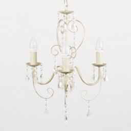 Valuelights Lille Distressed Cream Ornate Vintage Shabby Chic 3 Way Ceiling Light Chandelier With Acrylic Jewels - thumbnail 4