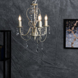 Valuelights Lille Distressed Cream Ornate Vintage Shabby Chic 3 Way Ceiling Light Chandelier With Acrylic Jewels - thumbnail 5