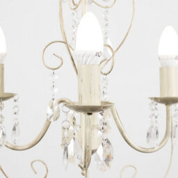 Valuelights Lille Distressed Cream Ornate Vintage Shabby Chic 3 Way Ceiling Light Chandelier With Acrylic Jewels - thumbnail 6
