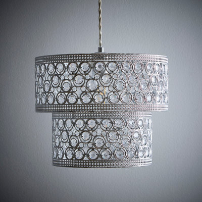 K Living Hazel Chrome And Clear Acrylic Beads Light Pendant - image 1