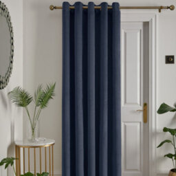 Laurence Llewelyn-Bowen Montrose Navy Velvet Blackout Eyelet Single Panel Door Curtain