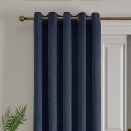 Laurence Llewelyn-Bowen Montrose Navy Velvet Blackout Eyelet Single Panel Door Curtain - thumbnail 2