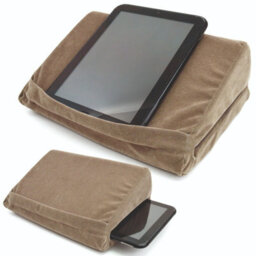 Tablet Holder Cushion With Inner Pocket - Angled Pillow Device Stand For Tablets, Phones, E-Readers & Books - Grey, 22 X 30 X 24Cm - thumbnail 1