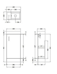 Balterley Freehay Contemporary Bathroom Wall Hung 1 Soft-Close Door Vanity Unit & Rectangular Basin, Dark Grey, 400 mm - thumbnail 2