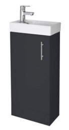 Balterley Freehay Contemporary Bathroom Wall Hung 1 Soft-Close Door Vanity Unit & Rectangular Basin, Dark Grey, 400 mm - thumbnail 1