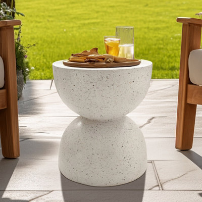 Fativo 40Cmw Round Terrazzo Side Table Accent Table Outdoor Bar Stool Patio Deck Table - image 1