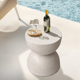 Fativo 40Cmw Round Terrazzo Side Table Accent Table Outdoor Bar Stool Patio Deck Table - thumbnail 6