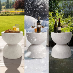 Fativo 40Cmw Round Terrazzo Side Table Accent Table Outdoor Bar Stool Patio Deck Table - thumbnail 5