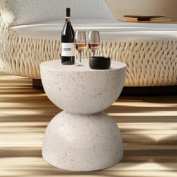 Fativo 40Cmw Round Terrazzo Side Table Accent Table Outdoor Bar Stool Patio Deck Table - thumbnail 8