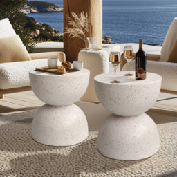 Fativo 40Cmw Round Terrazzo Side Table Accent Table Outdoor Bar Stool Patio Deck Table - thumbnail 9