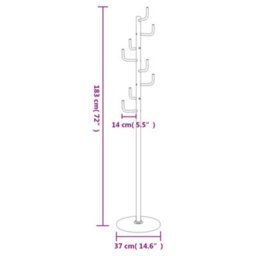 Vidaxl Coat Stand White 183 Cm Powder-Coated Iron - thumbnail 3