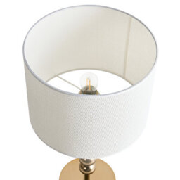 Beliani Aurora Home Brass Table Lamp With Stacked-Sphere Iron Base, Light Fabric Drum Shade, Mid-Century Modern - 58Cm - thumbnail 6