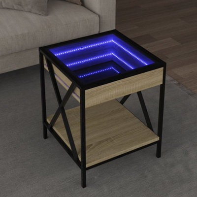 Berkfield Coffee Table With Infinity Led Sonoma Oak 40X40X49 Cm - image 1