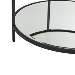 Wyld And Coco Glamora Round Black Tempered Glass Coffee Table With Mirrored Shelf 70Cm Modern Living Room - thumbnail 6