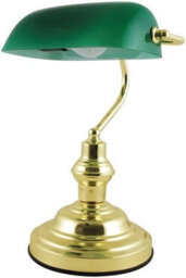 Almineez Classic Retro Bankers Lamp Handmade Emerald Green Glass Shade Polished Brass Vintage Office