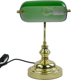 Almineez Classic Retro Bankers Lamp Handmade Emerald Green Glass Shade Polished Brass Vintage Office - thumbnail 5