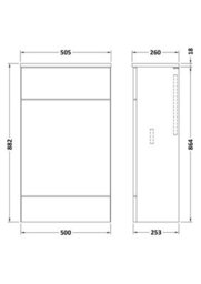 Hudson Reed Fusion Wc Unit, Stylish Bathroom Storage Unit, Bleached Oak, 500mm - thumbnail 2