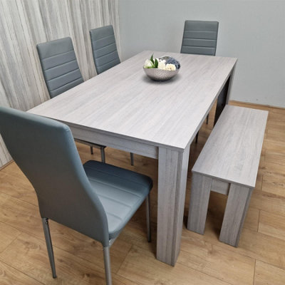 Kosy Koala Modern Grey Rectangle Dining Table Set With 4 Grey Chairs Dining Room Furniture Set - image 1