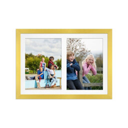 AK Frames 20X14 Gold Modern Multi Photo Frame With White Mount - Holds 2 Apertures (2X) A4 Photos - thumbnail 1