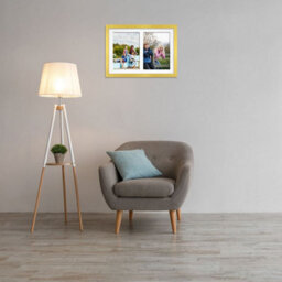 AK Frames 20X14 Gold Modern Multi Photo Frame With White Mount - Holds 2 Apertures (2X) A4 Photos - thumbnail 3