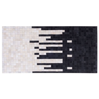 Beliani Rug Bolu Black 80 X 150 Cm Leather - image 1