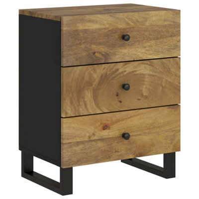 Berkfield Industrial Bedside Cabinet 50X33X62 Cm Solid Wood Mango&engineered Wood