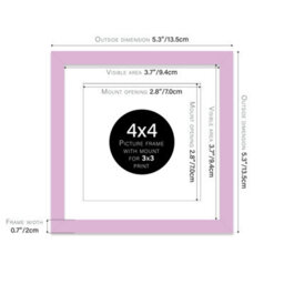 "4X4"" Lilac Picture Frame - 4X4"" Square Frame With 3X3"" Mount For 4X4""/3X3"" Pictures Moderrn Style Thin Edge, 1 Pack" - thumbnail 2