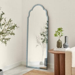 Furniturebox Uk Opaline Smoked Blue - Grey Ornate Full Length Arch Wall Mirror